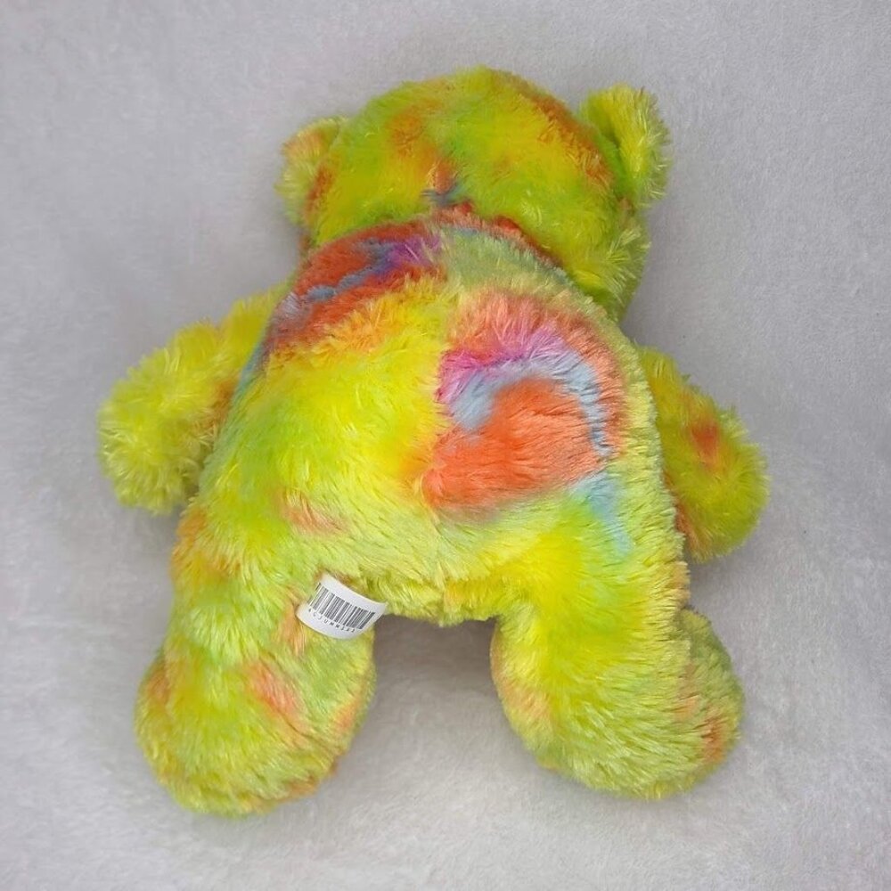 A&A Global Rainbow Bear 12" Plush Toy Stuffed Animal Sitting Yellow Tie Dye - Picture 6 of 11